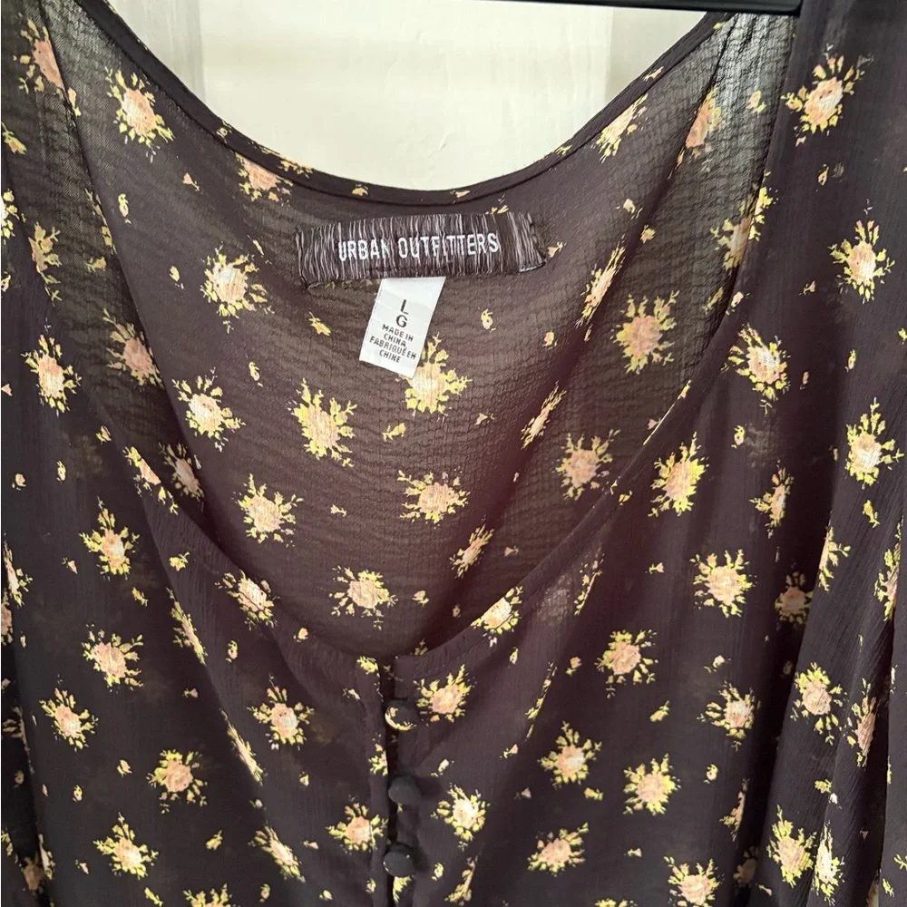 Urban Outfitters Black Floral Chiffon Babydoll Dress - Picture 7 of 8